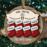 Merry Christmas Happy Family - Personalized Custom Round Shaped 2 Layered Wood Christmas Ornament - Gift For Family Member, Christmas Gift