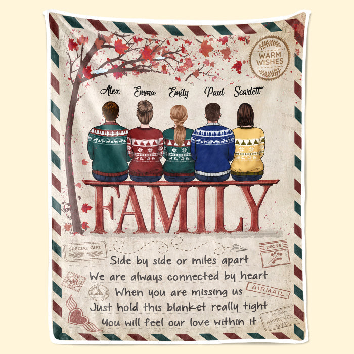 We Are Always Connected By Heart - Family Personalized Custom Blanket -  Christmas Gift For Siblings, Brothers, Sisters