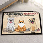 Please Remove Your Shoes, We Need Something To Chew On - Personalized Shaped Decorative Mat - Gift For Pet Lovers, Pet Owners, Pet Gift
