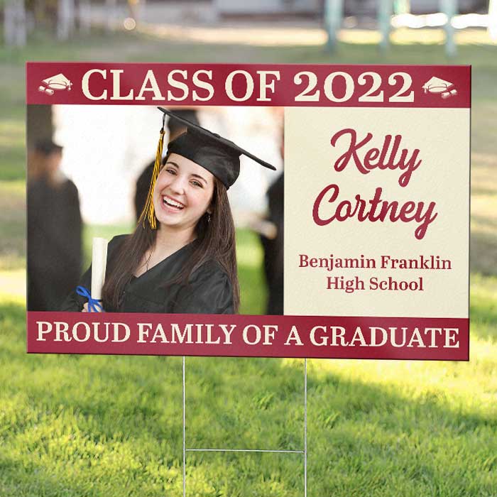 Proud Family Of A Graduate - Upload Image, Personalized Yard Sign