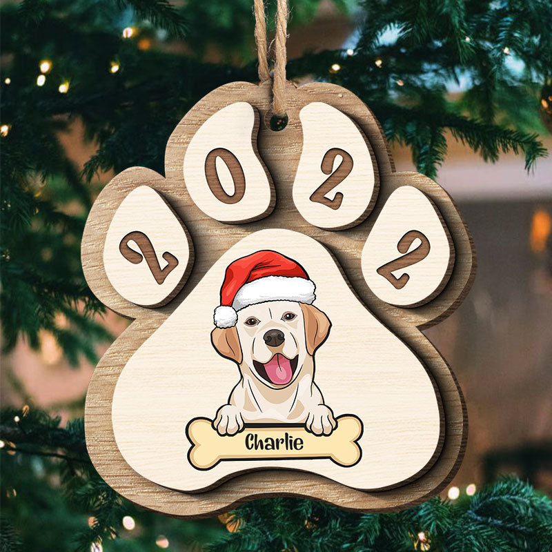Christmas Is On Its Way - Personalized Custom Paw Shaped 2 Layered Wood Christmas Ornament - Gift For Pet Lovers, Christmas Gift