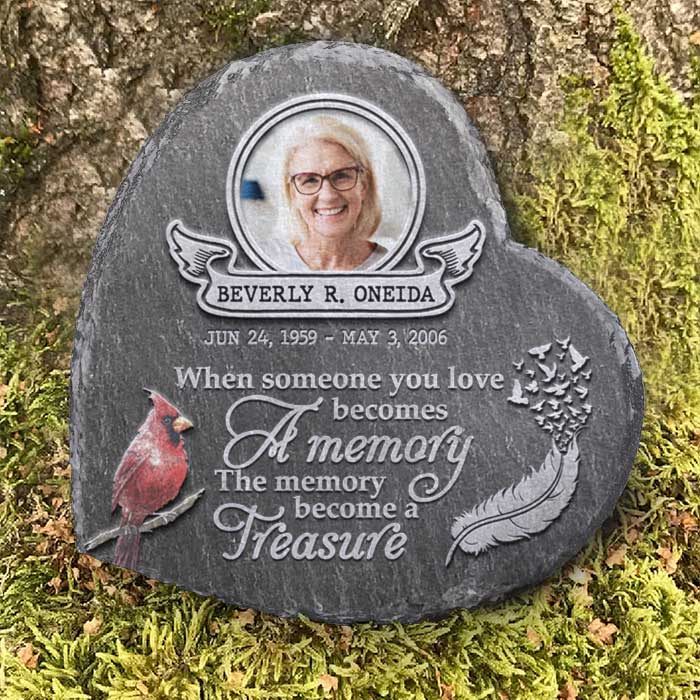 The Memory Becomes A Treasure - Personalized Memorial Stone, Human Grave Marker - Upload Image, Memorial Gift, Sympathy Gift