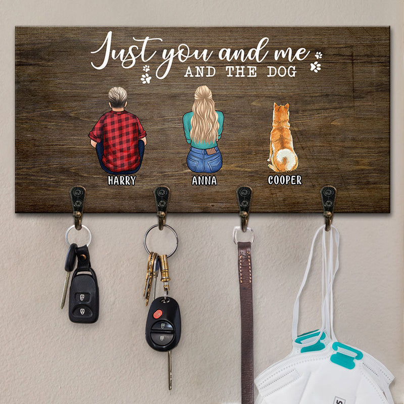 Just You And Me & The Dogs - Personalized Key Hanger, Key Holder - Anniversary Gifts, Gift For Couples, Husband Wife , Dog Lovers