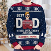 Best Dad Ever, Just Ask My Kids - Family Personalized Custom Ugly Sweatshirt - Unisex Wool Jumper - Christmas Gift For Father
