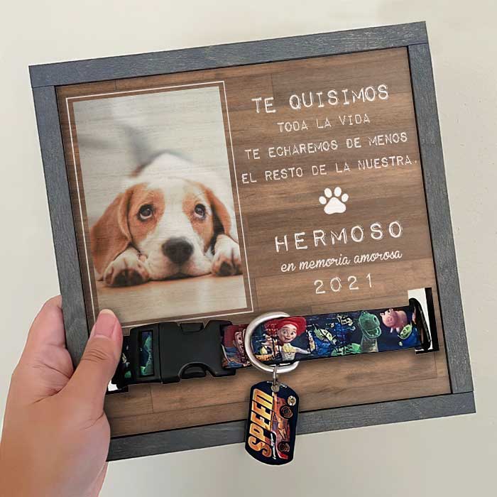 Los Mejores Amigos Llegan A Nuestras Vidas Y Dejan Huellas En Nuestros Corazones - Memorial Personalized Custom Pet Loss Sign, Collar Frame - Upload Image, Sympathy Gift, Gift For Pet Owners, Pet Lovers Spanish