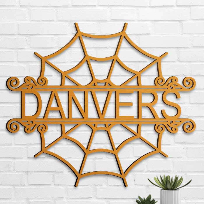 Halloween Spider Welcome - Personalized Shaped Wood Sign - Gift For Family, Halloween Gift