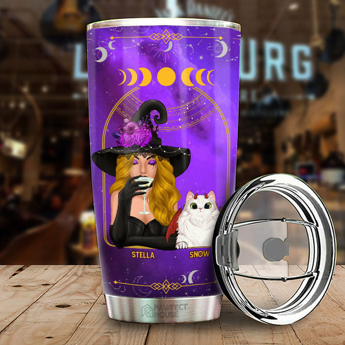 In A World Full Of Princesses, Be A Witch - Personalized Tumbler - Gift For Yourself, Gift For Pet Lovers, Halloween Gift