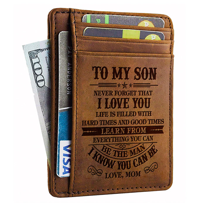 To My Son Never Forget That I Love You - Card Wallet - To My Son, Gift For Son, Son Gift From Mom, Birthday Gift For Son, Christmas Gift