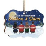 Life Is Better With Brothers & Sisters - Personalized Custom Benelux Shaped Wood Christmas Ornament - Gift For Siblings, Christmas Gift