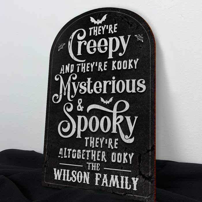 They're Altogether Ooky - Personalized Shaped Wood Sign - Gift For Family, Halloween Gift