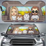 Family Road Trip With Rabbit - Personalized Auto Sunshade - Gift For Couples, Husband Wife
