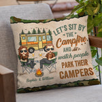 Let's Sit By The Campfire - Gift For Camping Couples, Personalized Pillow (Insert Included)