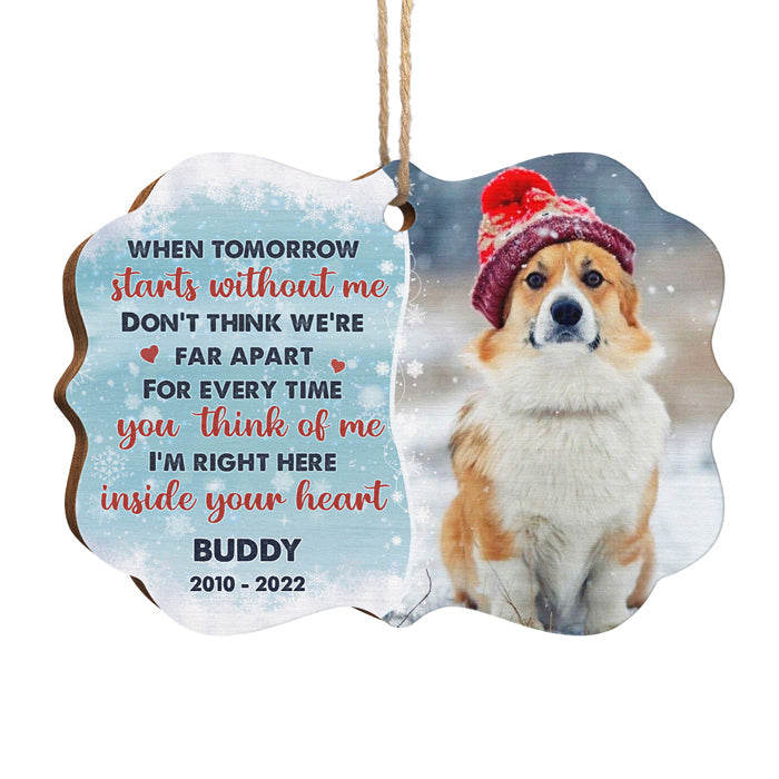Don't Think We're Far Apart - Personalized Custom Benelux Shaped Wood Photo Christmas Ornament - Upload Image, Memorial Gift, Sympathy Gift, Christmas Gift