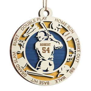 Sport Series Baseball - Sports Personalized Custom Ornament - Wood Round Shaped - Christmas Gift For Sport Lovers, Sport Players