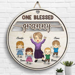 One Blessed Grandma - Personalized Shaped Wood Sign - Gift For Grandma, Grandparents