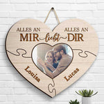 Alles An Mir Liebt Alles An Dir - Upload Image, Gift For Couples, Husband Wife - Personalized Shaped Wood Sign German