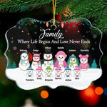 Family Where Life Begins - Personalized Custom Benelux Shaped Acrylic Christmas Ornament - Gift For Family, Christmas Gift