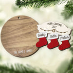 Merry Christmas Happy Family - Personalized Custom Round Shaped 2 Layered Wood Christmas Ornament - Gift For Family Member, Christmas Gift