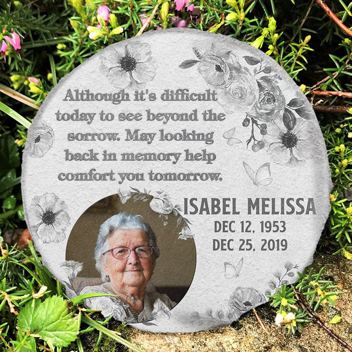 Looking Back In Memory Help Comfort You Tomorrow  - Personalized Memorial Stone, Human Grave Marker - Upload Image, Memorial Gift, Sympathy Gift