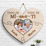 Todo De Mí Ama Todo De Ti - Upload Image, Gift For Couples, Husband Wife - Personalized Shaped Wood Sign Spanish