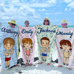 Happiness Comes In Waves - Personalized Custom Beach Towel - Gift For Family, Gift For Kids