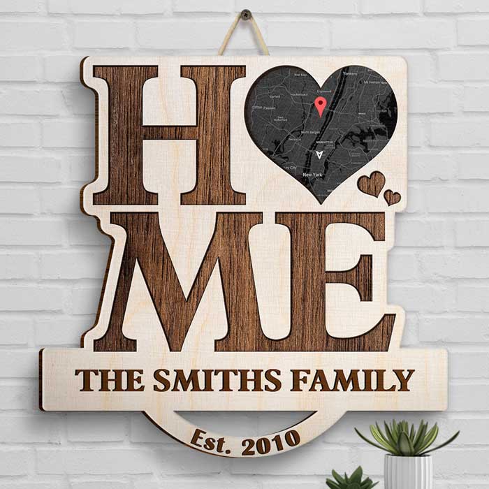 Sweet Home - Personalized Shaped Wood Sign - Gift For Family