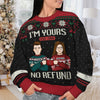 We Belong To Each Other, No Refund - Personalized Custom Unisex Ugly Christmas Sweatshirt, Wool Sweatshirt, All-Over-Print Sweatshirt - Gift For Couple, Husband Wife, Anniversary, Engagement, Wedding, Marriage Gift, Christmas Gift