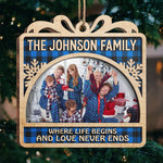 This Love Never Ends - Personalized Custom Gift Box Shaped Wood Photo Christmas Ornament - Upload Image, Gift For Family, Christmas Gift