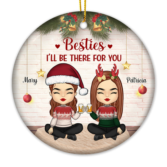 Always Sisters - Bestie Personalized Custom Ornament - Ceramic Round Shaped - Christmas Gift For Best Friends, BFF, Sisters