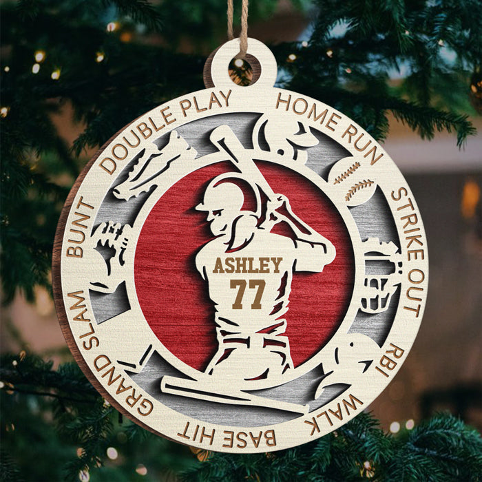 Sport Series Baseball - Sports Personalized Custom Ornament - Wood Round Shaped - Christmas Gift For Sport Lovers, Sport Players