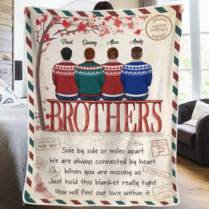 We Are Always Connected By Heart - Family Personalized Custom Blanket -  Christmas Gift For Siblings, Brothers, Sisters