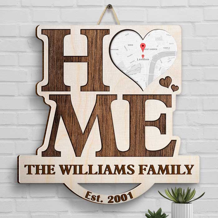 Sweet Home - Personalized Shaped Wood Sign - Gift For Family