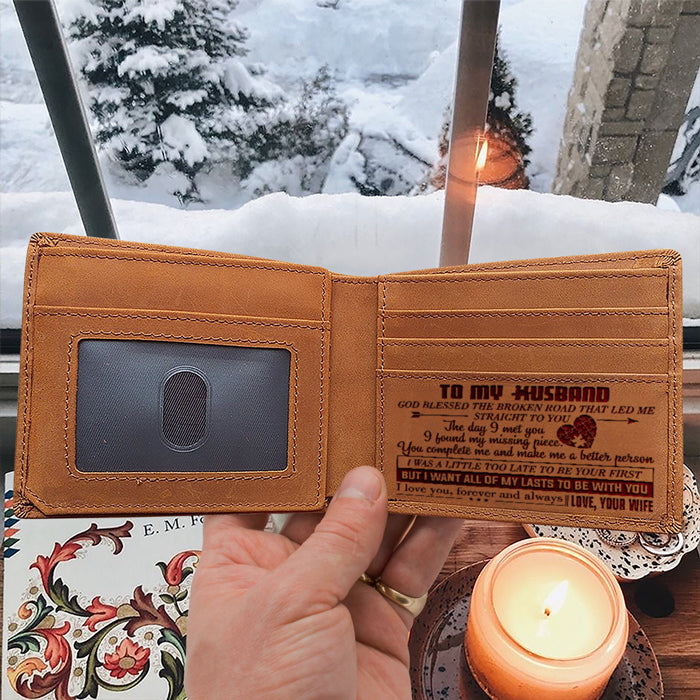 God Blessed The Broken Road That Led Me Straight To You - Bifold Wallet - To My Husband, Gift For Husband, Anniversary, Engagement, Wedding, Marriage Gift, Christmas Gift