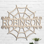 Halloween Spider Welcome - Personalized Shaped Wood Sign - Gift For Family, Halloween Gift