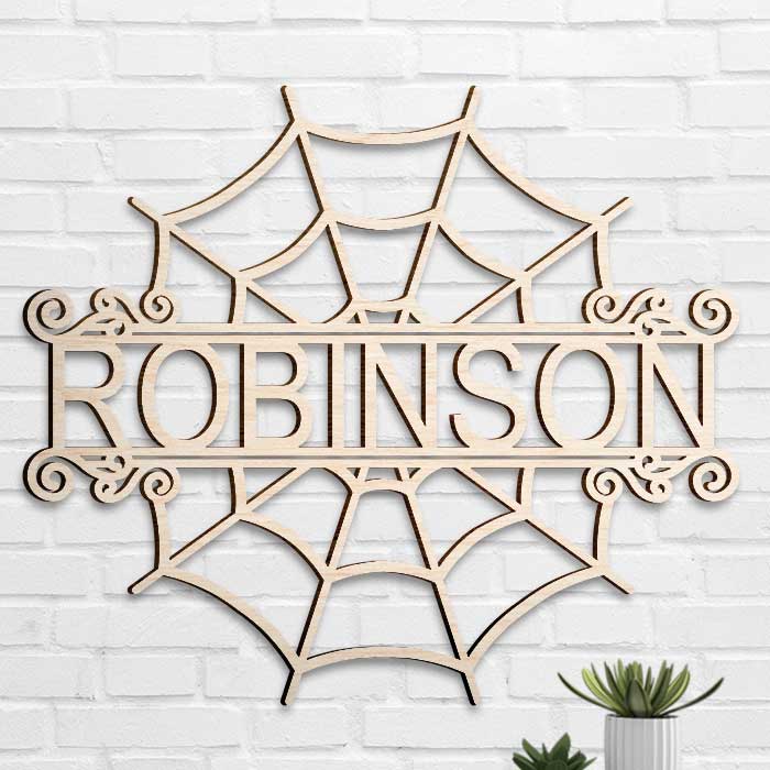 Halloween Spider Welcome - Personalized Shaped Wood Sign - Gift For Family, Halloween Gift