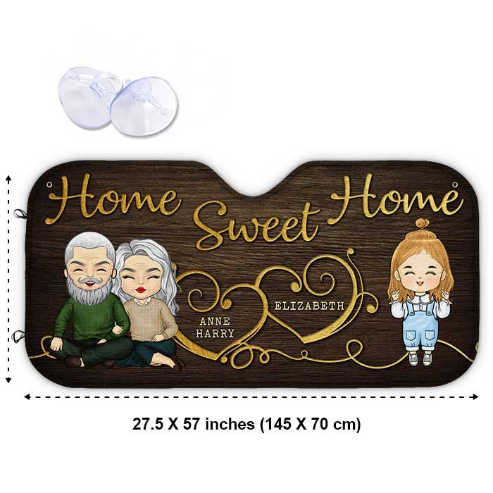 Sweet Home - Personalized Auto Sunshade - Gift For Couples, Husband Wife