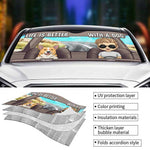 Life Is Better With The Dogs - Dog Personalized Custom Auto Windshield Sunshade, Car Window Protector - Gift For Pet Owners, Pet Lovers