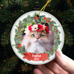 Have A Warm And Fuzzy Holiday - Personalized Custom Round Shaped Ceramic Photo Christmas Ornament - Upload Image, Gift For Pet Lovers, Christmas Gift