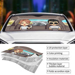 Couple Driving - Personalized Auto Sunshade - Gift For Couples, Husband Wife