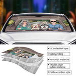 Couple Driving With Dogs - Personalized Auto Sunshade - Gift For Couples, Husband Wife