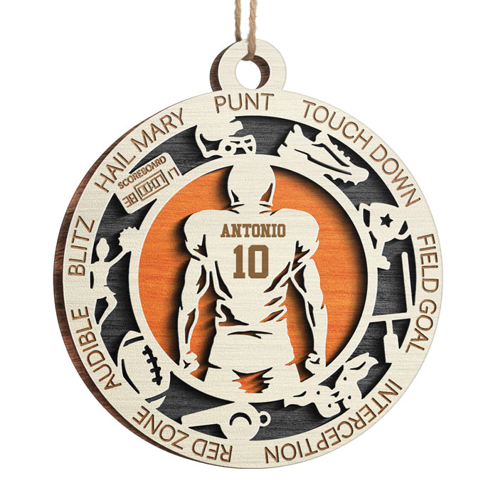 Sport Series American Football - Sports Personalized Custom Ornament - Wood Round Shaped - Christmas Gift For Sport Lovers, Sport Players