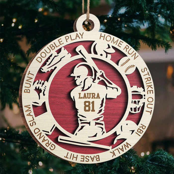Sport Series Baseball - Sports Personalized Custom Ornament - Wood Round Shaped - Christmas Gift For Sport Lovers, Sport Players