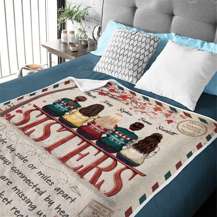 We Are Always Connected By Heart - Family Personalized Custom Blanket -  Christmas Gift For Siblings, Brothers, Sisters