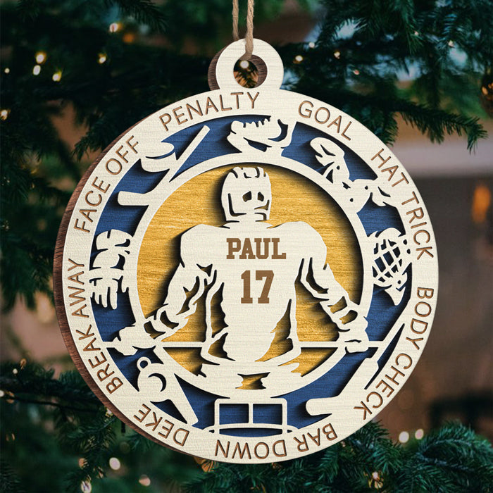 Sport Series Hockey - Sports Personalized Custom Ornament - Wood Round Shaped - Christmas Gift For Sport Lovers, Sport Players