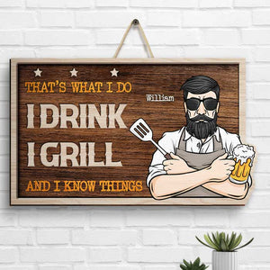 Dad Drink Dad Grill - Personalized Shaped Wood Sign - Gift For Dad