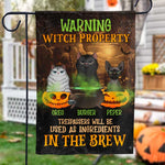 Warning Witch Property - Personalized Funny Cat Flag