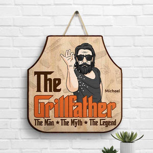 The Legend The Grillfather - Personalized Shaped Wood Sign - Gift For Dad