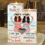 Custom Name Beach Bestie Sister Gifts - Personalized Color Candle Holder