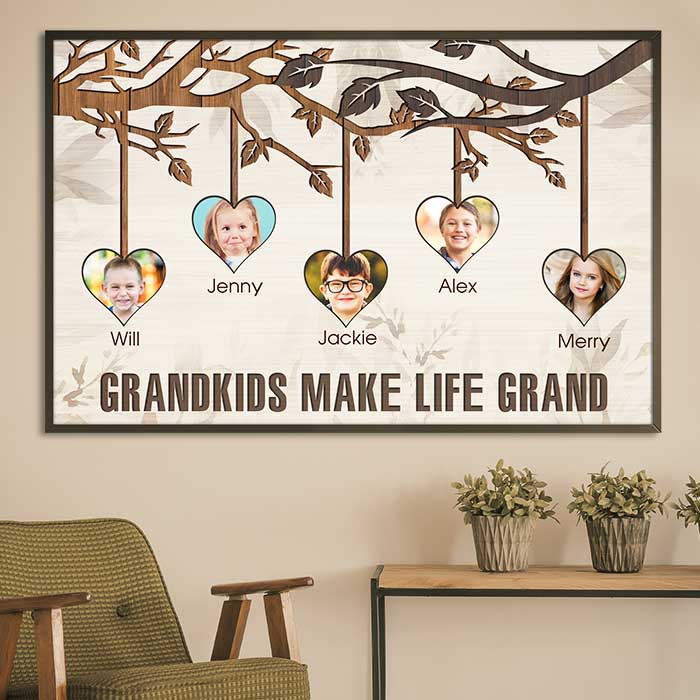 Let Grandkids Make Life Grand - Upload Image, Personalized Horizontal Poster