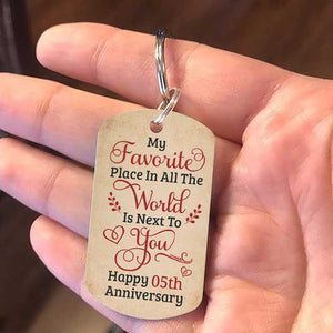 My Favorite Place Is Next To You - Upload Image, Gift For Couples - Personalized Keychain.